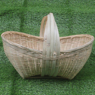 定人手工编织船形中号竹篮元宝形手提菜篮竹篮子装鸡蛋水果卖竹编