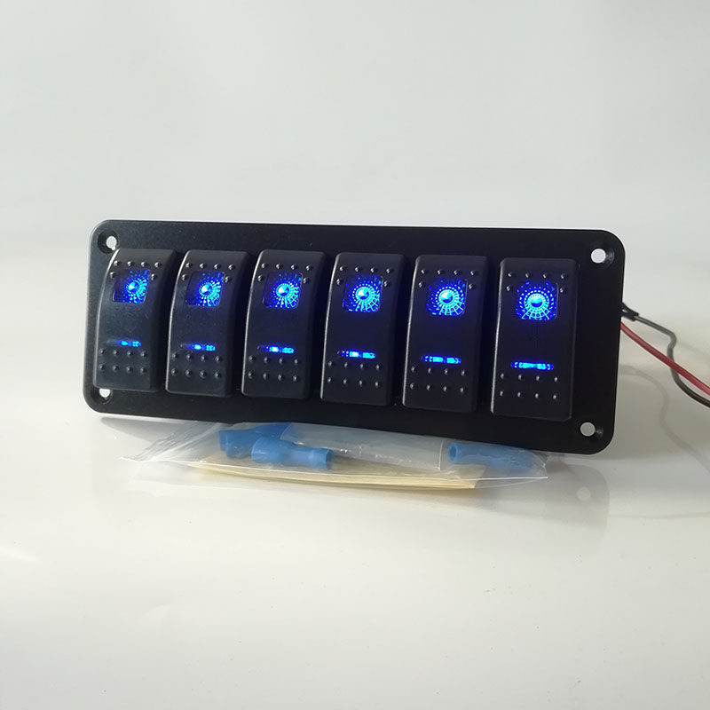 房车船形开关六位组合改装金属面板二档ON-OFF汽车翘板12V24V通用