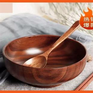 木碗家用吃饭竹碗家用吃饭木碗个人专用木碗木勺子成人儿童木饭碗