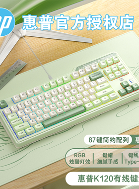 HP惠普键盘有线游戏迷你87键办公电竞通用静音台式电脑笔记本女生