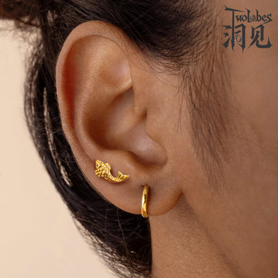 Twolobes洞见 小丑鱼耳钉耳骨钉饰品ASTM F136钛合金养耳洞耳饰