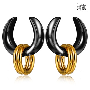 Twolobes洞见马鞍耳扩配2环朋克耳廓耳洞撑大钛钢夸张穿孔耳饰DIY