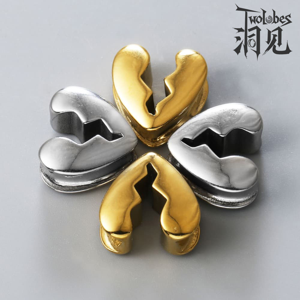 Twolobes爱心心碎钛钢耳扩
