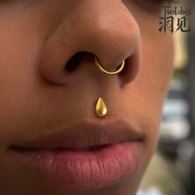 Twolobes洞见 简约水滴耳钉耳骨钉饰品ASTM F136钛合金养耳洞耳饰
