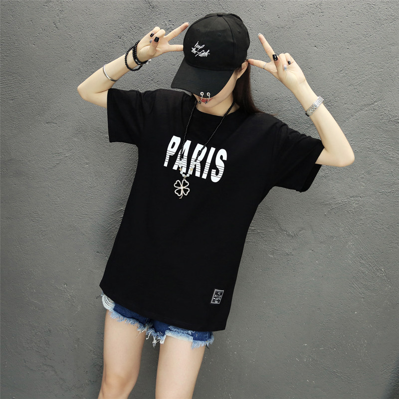 夏季体血衫宽松2018新款女下衣失踪中长款短袖t恤韩版ins打底衫女