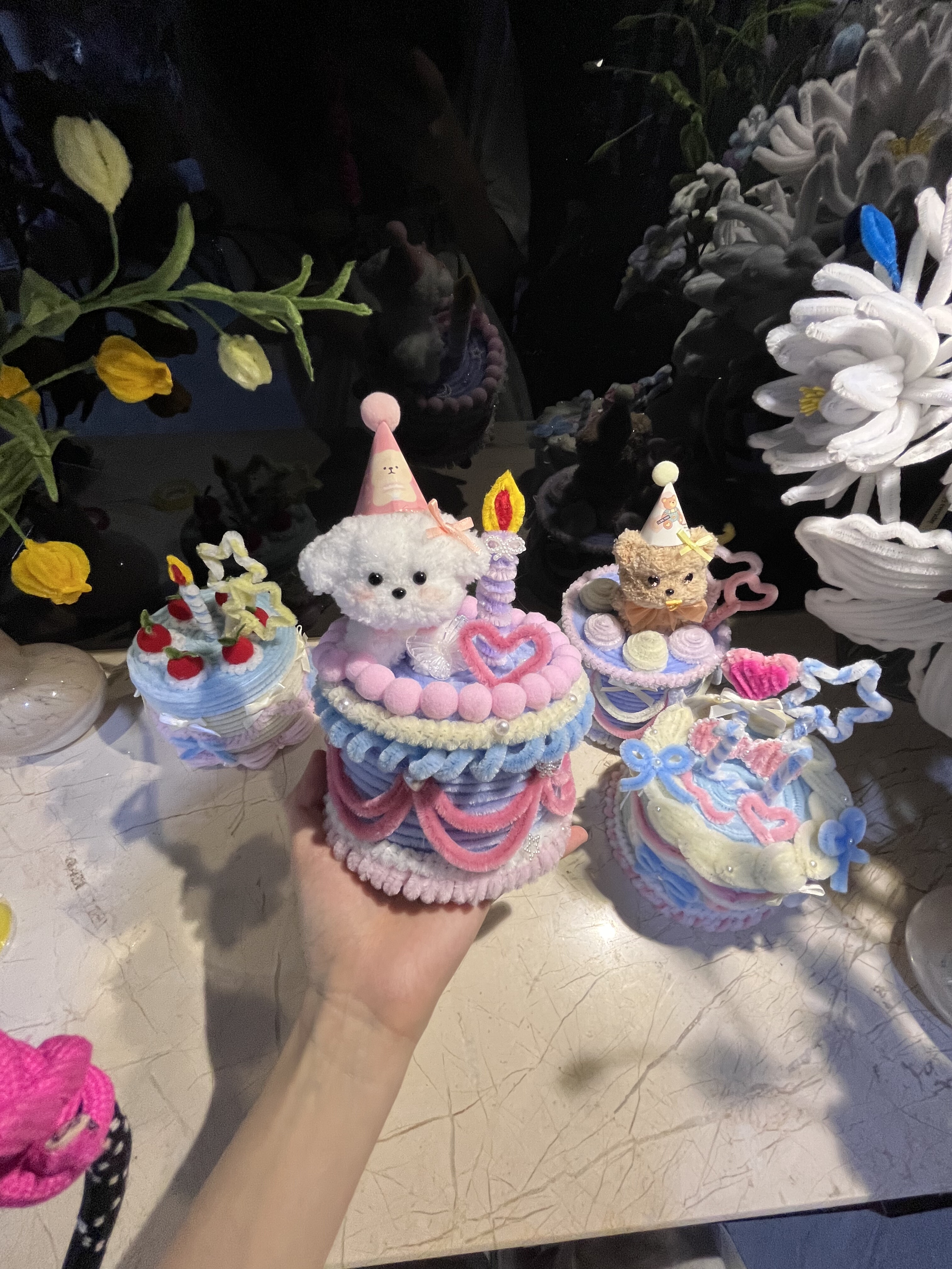 扭扭棒小狗蛋糕盒可挂照片diy照片盒闺蜜生日520材料包成品