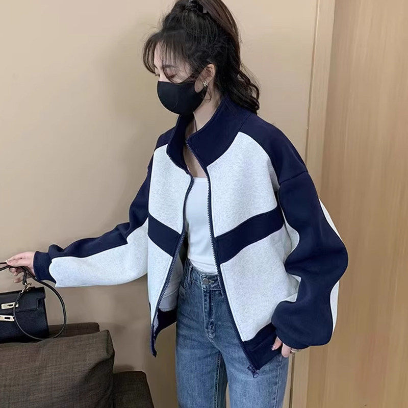 折扣专区棒球服外套女款春秋款2026新款时尚撞色百搭短款夹克上衣