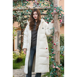 羽绒服3ADJB2356 简约纯色防水连帽保暖长款 MLB25冬款 男女情侣时尚