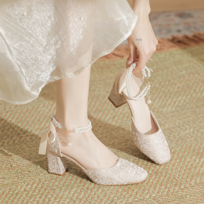 大码高跟鞋粗跟方头加肥加宽