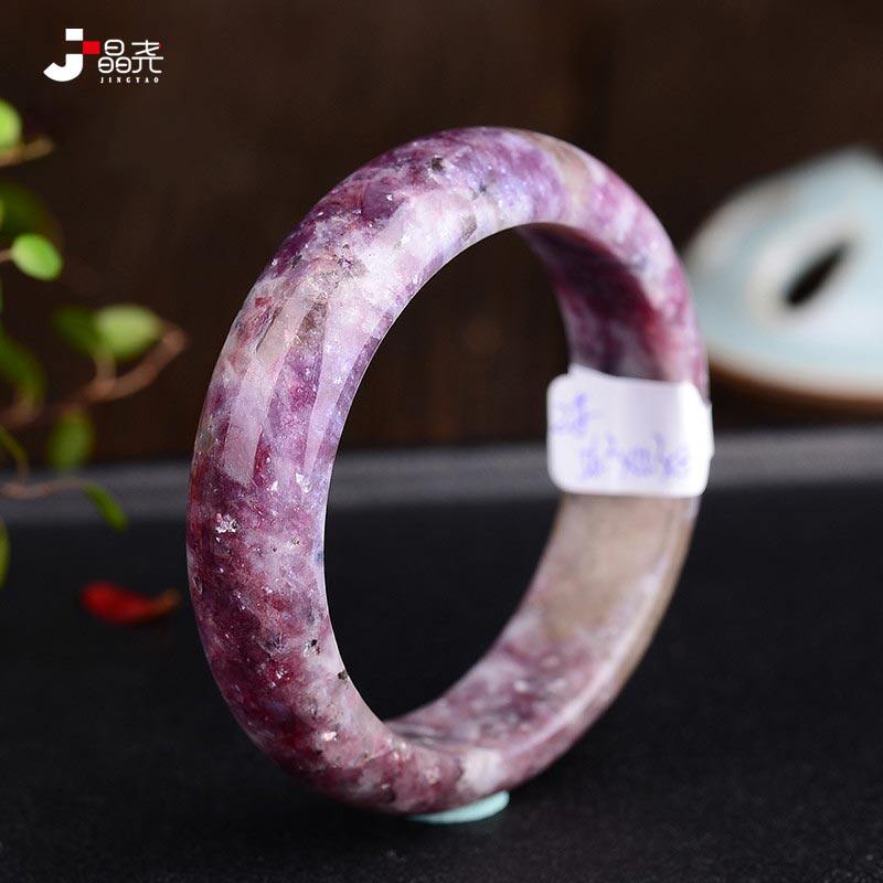 真品 天然水晶梅花碧玺手镯56--62mm女款平安福镯子一物一图一证