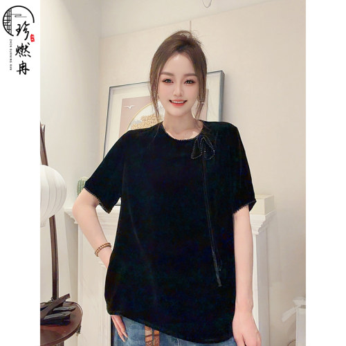 【珍珍休闲】夏季时尚百搭黑色气质新中式国风上衣S-15071