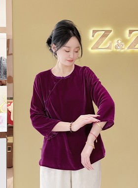 【珍珍休闲馆】气质国风上衣长袖时尚宽松显瘦S-10946