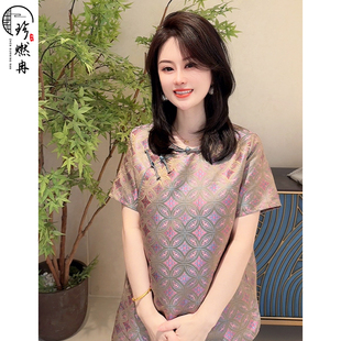 【珍珍休闲】花韵新中式国风夏季气质提花时尚显瘦上衣S-14732