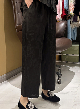 【珍珍休闲馆】【玄色逸尘裤】国风印花夏季显瘦休闲裤K-30406
