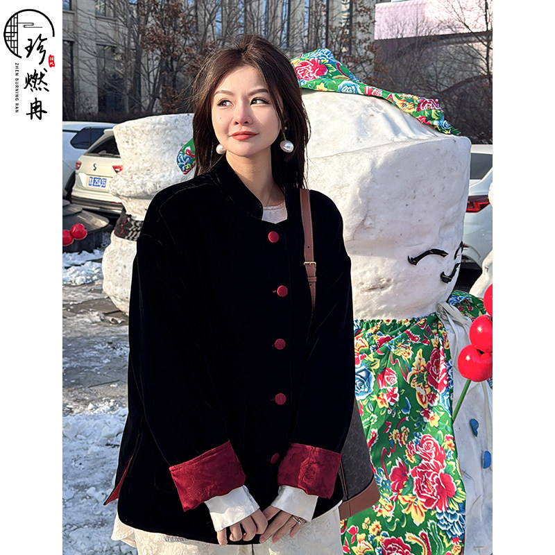 【珍珍休闲馆】经典丝绒气质蚕丝纯色双面薄棉秋冬上衣W-83492