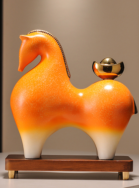 马年吉祥物马上有钱摆件客厅玄关酒柜电视柜装饰品店铺办公室招财