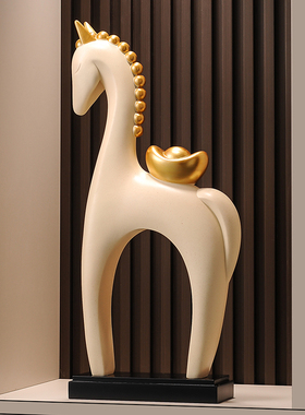 招财马上有钱马年摆件入户玄关电视柜落地大号艺术马装饰轻奢高档
