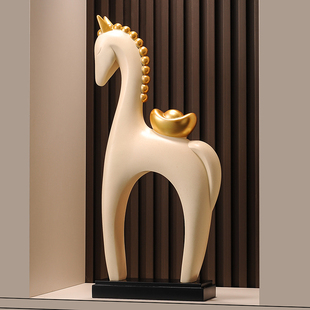 招财马上有钱马年摆件入户玄关电视柜落地大号艺术马装饰轻奢高档