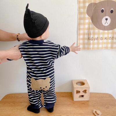 婴儿条纹哈衣秋季新款