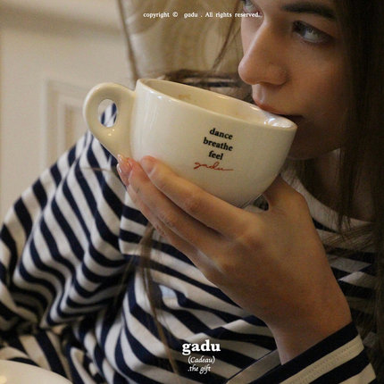 gadu 独立设计波丽露厚胚陶瓷咖啡杯套杯耐高温简约拿铁杯早餐杯