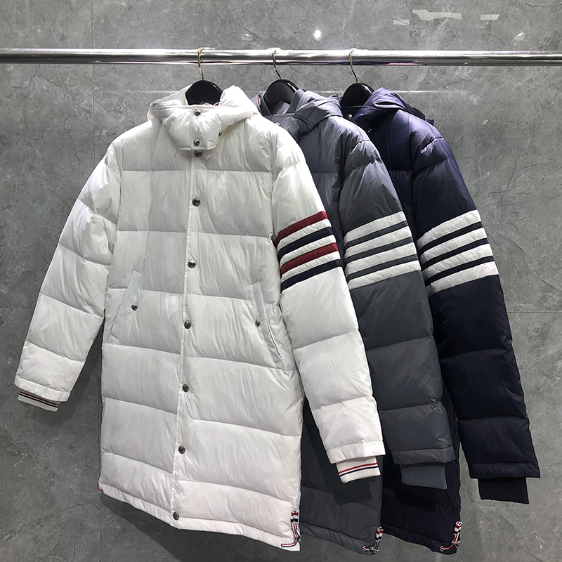 TB羽绒服四条杠男女款连帽中长款
