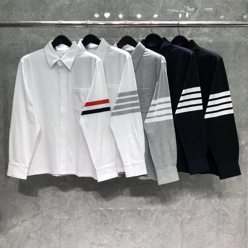 tb衬衫长袖男高版本机闲者棉质情侣寸衫商务休闲白色个性衬衣外套