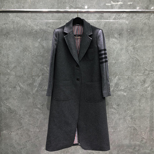 TB灰色双面羊绒呢子大衣女中长款2026秋冬小个子韩系羊毛呢外套潮