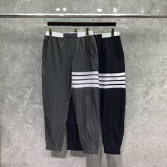 TB速干运动裤男子2025秋季四条杆撞色防水宽松束脚卫裤长裤子潮牌