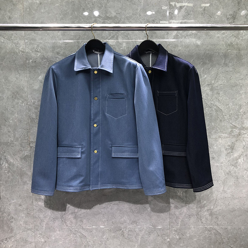 TB翻领牛仔夹克男女款外套牛仔服