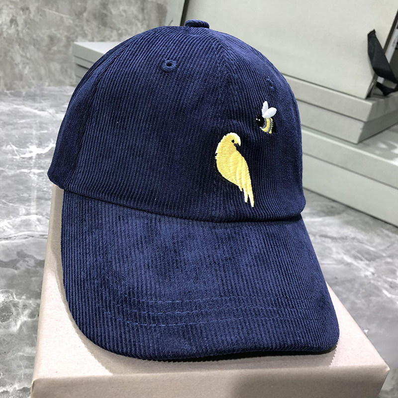 TB灯芯绒蜜蜂小鸟刺绣棒球帽秋冬