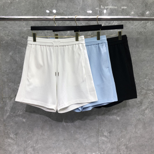 TB珠地网眼透气夏季纯棉高端品质休闲白色裤子针织男女款纯色短裤