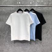 新款 圆领潮流珠地棉纯棉半袖 tb短袖 夏季 t恤男士 修身 体恤女情侣装