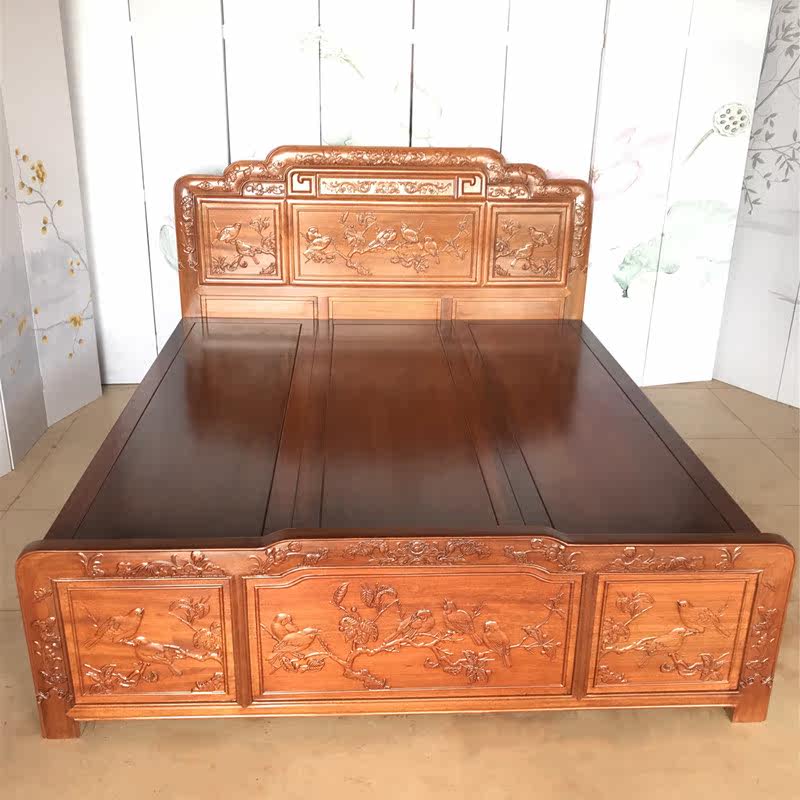 住宅红木家具床花梨木色菠萝格实木复古中式双人储物床广东省包邮在类目 住宅家具, 床类, 实木床中 - 来自Buy2taobao.com提供专业的淘宝代购服务