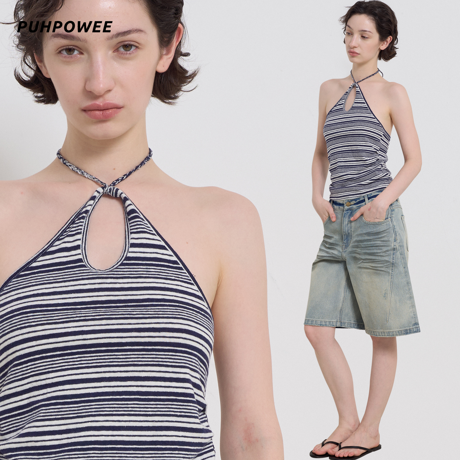 小众设计不对称露背小吊带背心