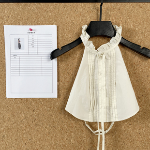 Puhpowee娃娃领露背可调节衬衫 上衣女 领子性感辣妹挂脖露脐短款