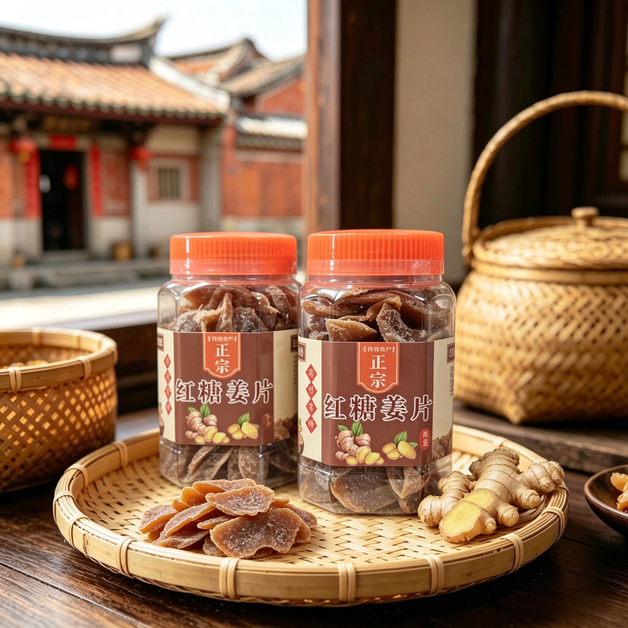 潮州特产红糖姜母片小罐泡水女生暖胃红糖水姜茶蜜饯即食煮水驱寒