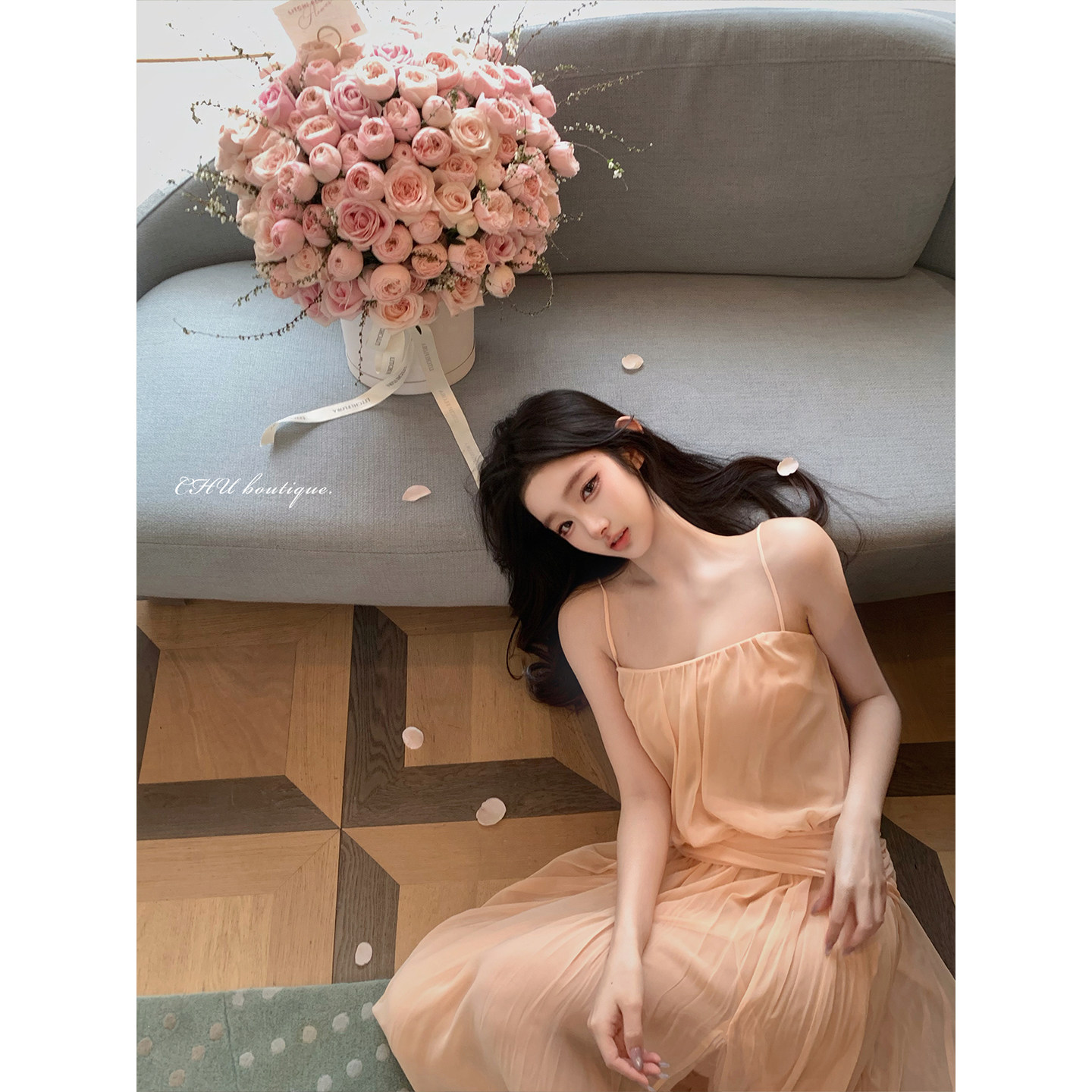 CHU小初/浅夏长裙/让仙女感与松弛感并存 灵动侧开叉 吊带长裙