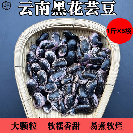 云南黑芸豆牛眼豆大黑花芸豆5斤大花豆大肾豆新货五谷杂粮豆类