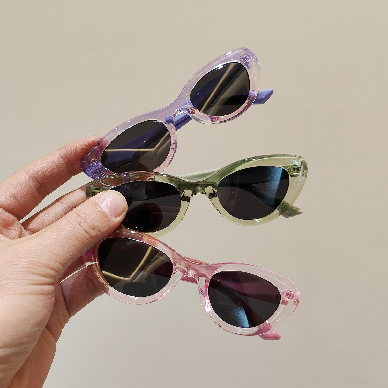 宝宝太阳镜个性猫眼透明色镜框潮款时尚男女儿童偏光防紫外线眼镜