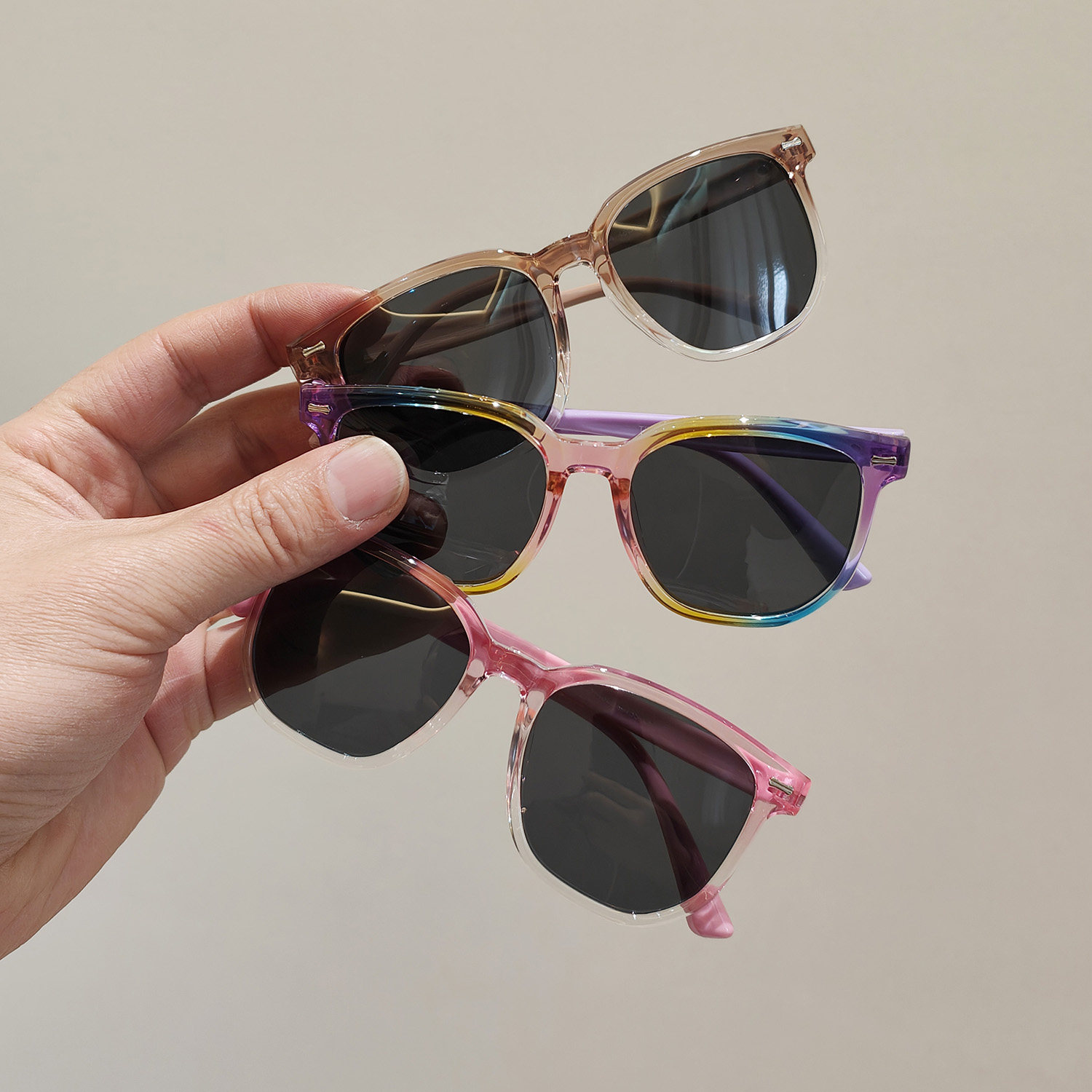 春夏季男女童偏光防眩光个性潮流个性方框渐变太阳镜防紫外线墨镜