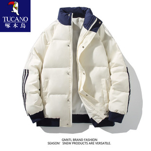 啄木鸟冬季青少年立领羽绒棉服男孩初中高中学生棉衣外套大童冬装