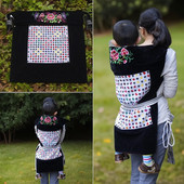 云南老式 宝宝背带婴儿四川背娃背布育儿背巾贵州小孩背扇背被裹背