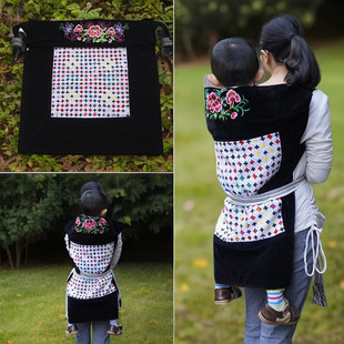 云南老式 宝宝背带婴儿四川背娃背布育儿背巾贵州小孩背扇背被裹背