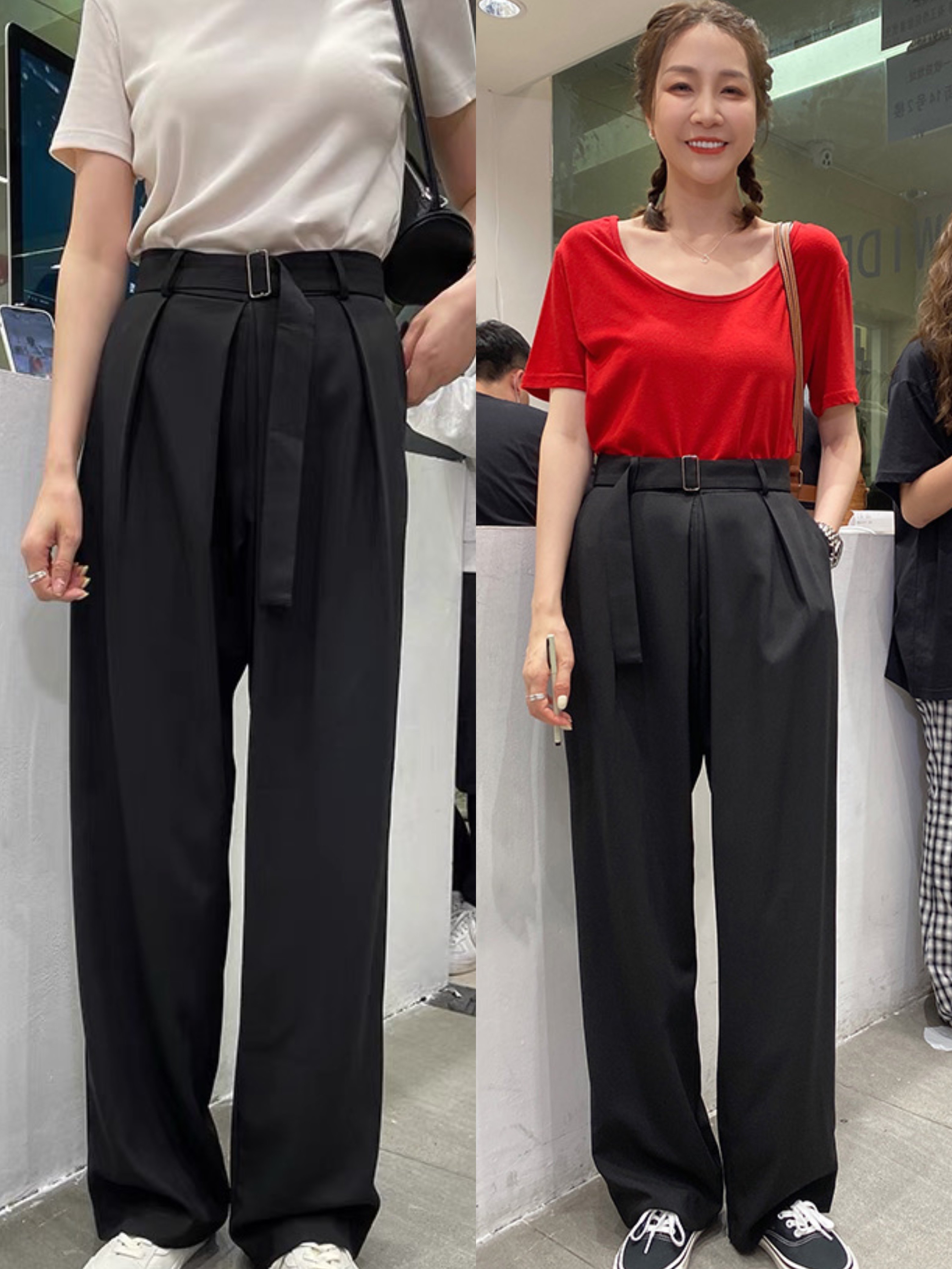 十三行widelia陈姬儿西装裤女春夏收腰显瘦百搭拖地休闲裤7351