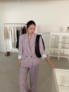 两件套装 宽松直筒西裤 7006 韩系小众西装 十三行widelia陈姬儿春季