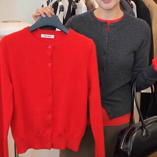 十三行widelia陈姬儿秋季韩羊毛针织衫圆领长袖开衫上衣外套03899