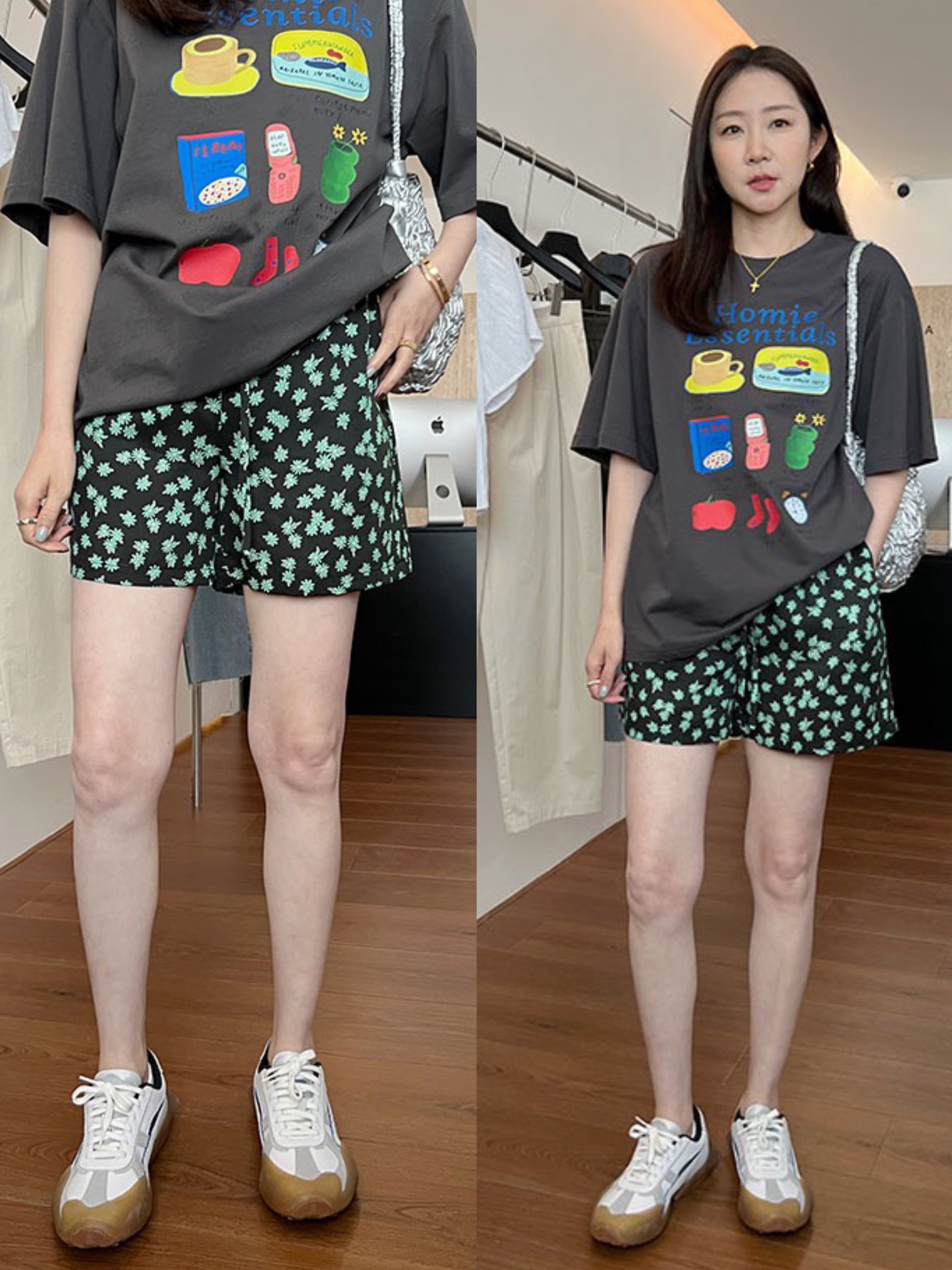 十三行widelia陈姬儿夏季韩版碎花短裤女松紧腰沙滩短裤热裤7291