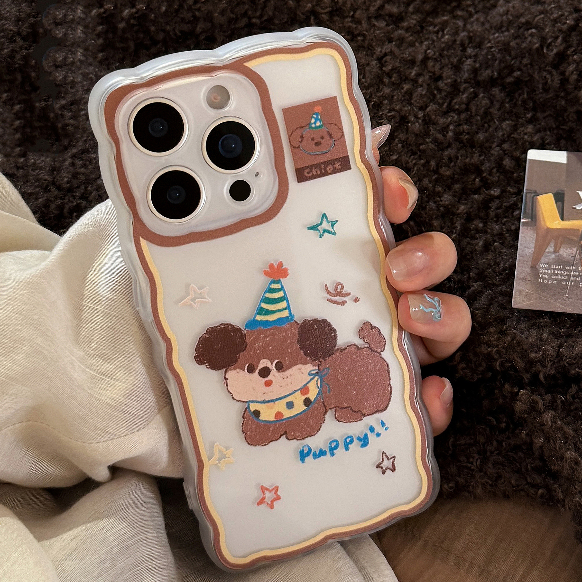 适用iphone16手机壳14彩星星小狗11透明12苹果15promax代发13全包