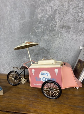 移动雪糕手推车冰淇淋外卖车地摊车微缩模型娃娃甜品店蛋糕店装饰