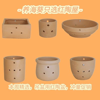 新款红陶挂盆多孔花盆蝴蝶兰花专用透气盆鱼缸造景海葵奶嘴躲避窝